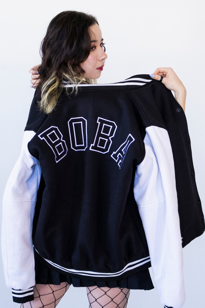 Boba Bliss Varsity Jacket - Stylish Fusion of Comfort and Fandom