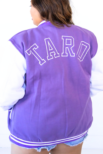Taro Dream Varsity Jacket :A Stylish Fusion of Fashion and Taro Inspiration