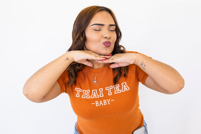 Thai Tea Baby College Tee: Soft Comfort with Bold Style