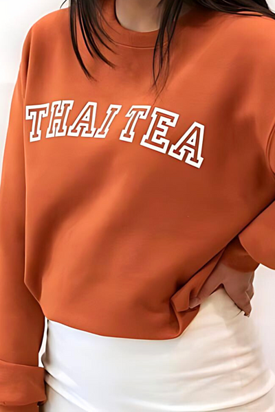 Thai Tea Spirit: College-Style Thai Tea Sweatshirt for Fashion Enthusiasts